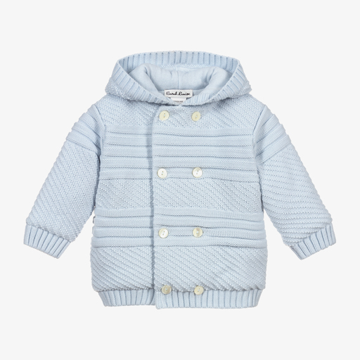 Sarah Louise-Pale Blue Knitted Pram Coat  | Childrensalon Outlet