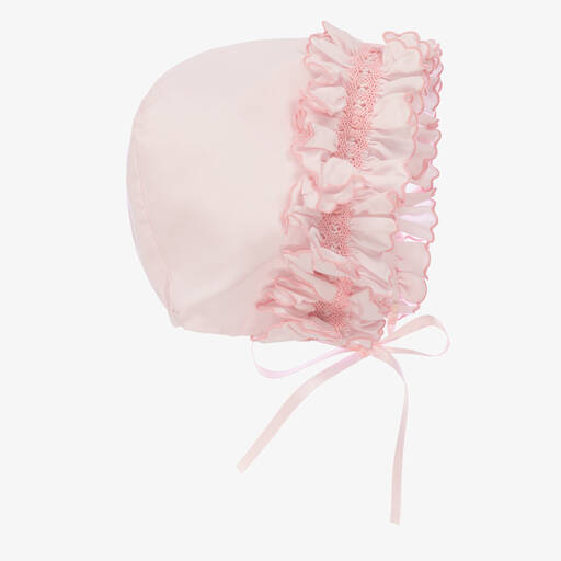 Sarah Louise-Pale Pink Smocked Baby Bonnet  | Childrensalon Outlet
