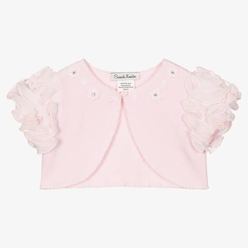 Sarah Louise-Pink Knitted Cotton Cardigan | Childrensalon Outlet