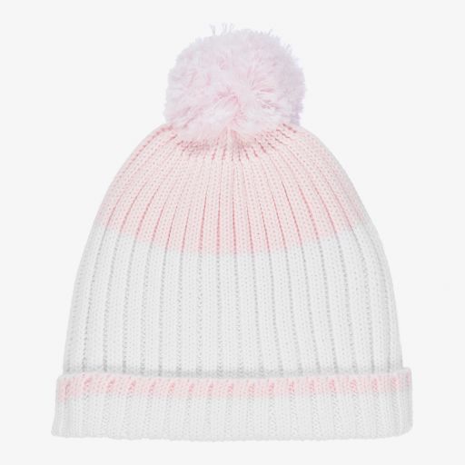 Sarah Louise-Pink & White Cotton Baby Hat | Childrensalon Outlet