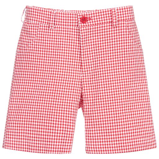 Sarah Louise-Red Check Cotton Shorts | Childrensalon Outlet