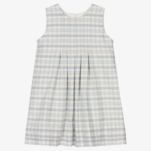Sarah Louise-White & Blue Check Cotton Dress | Childrensalon Outlet