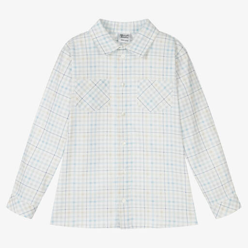Sarah Louise-White & Blue Checked Shirt | Childrensalon Outlet