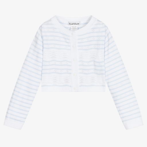 Sarah Louise-White & Blue Striped Cardigan | Childrensalon Outlet