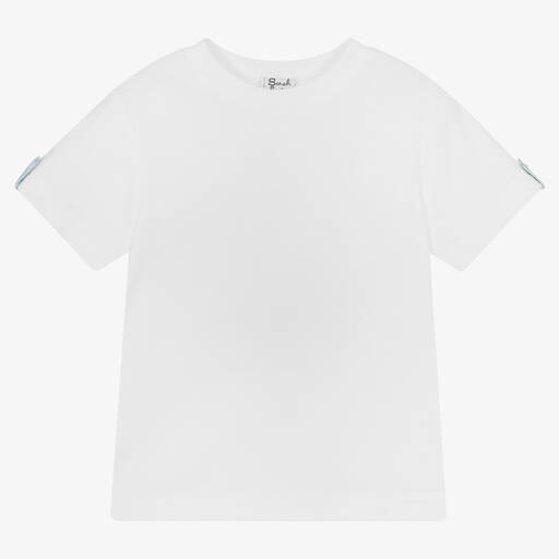 Sarah Louise-White Cotton Jersey T-Shirt | Childrensalon Outlet