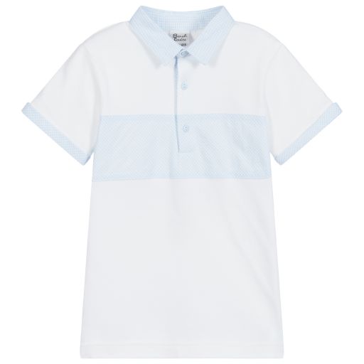 Sarah Louise-White Cotton Polo Shirt | Childrensalon Outlet