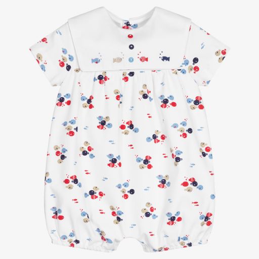 Sarah Louise-White Fish Print Baby Shortie | Childrensalon Outlet