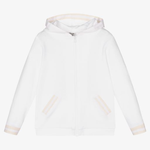 Sarah Louise-White Hooded Zip-Up Top | Childrensalon Outlet