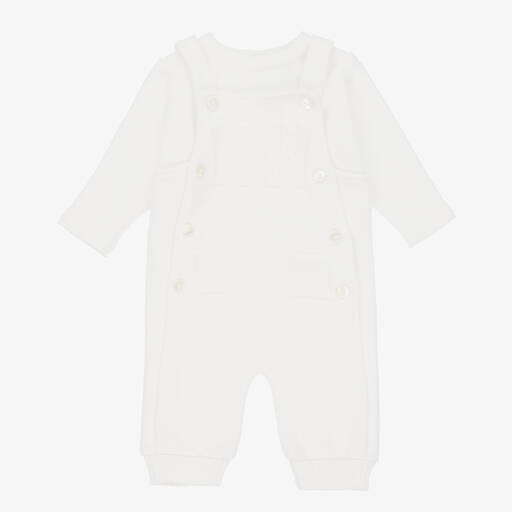 Sarah Louise-Ensemble salopette blanc bébé | Childrensalon Outlet