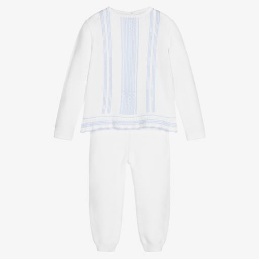 Sarah Louise-White Knitted Trouser Set | Childrensalon Outlet