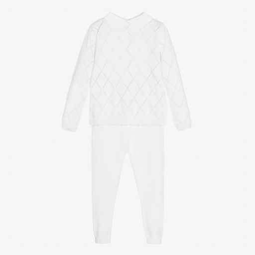 Sarah Louise-White Knitted Trouser Set | Childrensalon Outlet