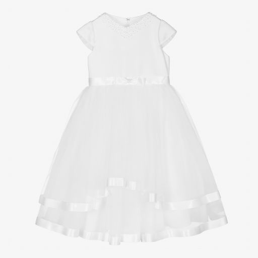 Sarah Louise-White Satin & Tulle Dress | Childrensalon Outlet
