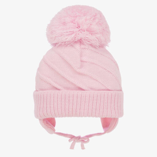 Sätila of Sweden-Girls Pink Chunky Knit Pom Hat | Childrensalon Outlet