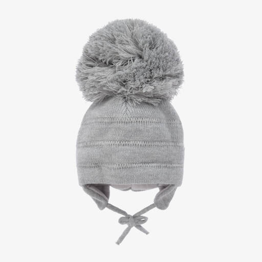 Sätila of Sweden-قبعة رمادية بوم بوم مع أربطة | Childrensalon Outlet