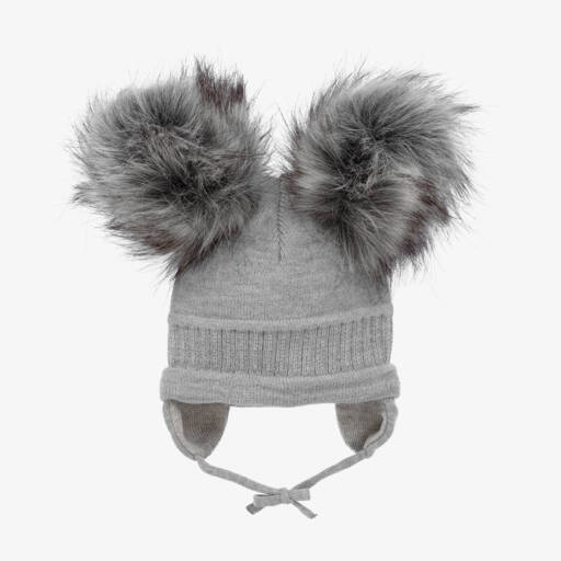 Sätila of Sweden-Grey Tindra Double Pom-Pom Hat | Childrensalon Outlet
