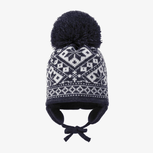 Sätila of Sweden-Navy Blue Alice Knitted Large Pom-Pom Beanie | Childrensalon Outlet