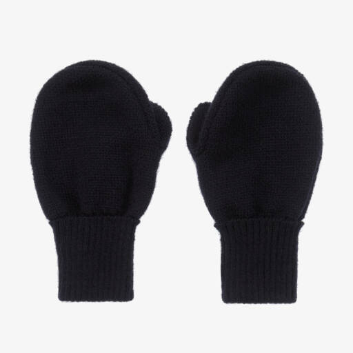 Sätila of Sweden-Navy Blue Twiddle Knitted Baby Mittens | Childrensalon Outlet