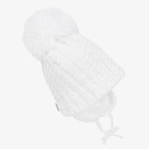 Sätila of Sweden-White Laura Knitted Giant Pom-Pom Beanie | Childrensalon Outlet