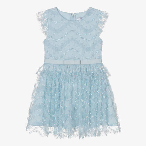 Self-Portrait-Girls Blue Bead & Faux Pearl Tulle Dress | Childrensalon Outlet