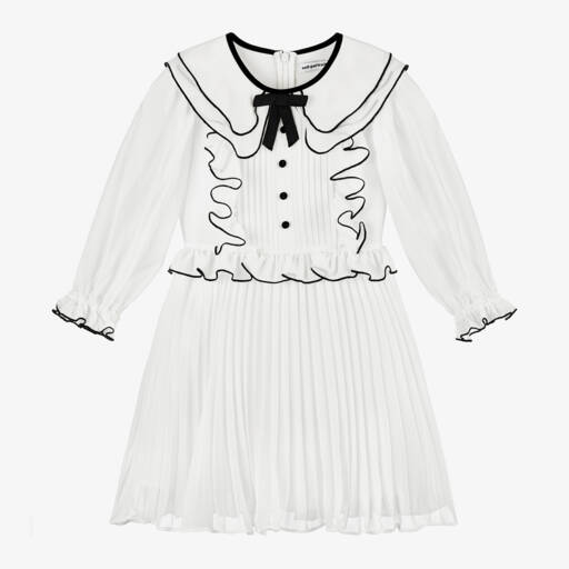 Self-Portrait-Girls Ivory Chiffon Bow Dress | Childrensalon Outlet
