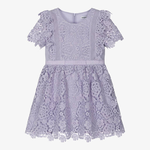 Self-Portrait-Girls Lilac Purple Guipure Lace Dress | Childrensalon Outlet