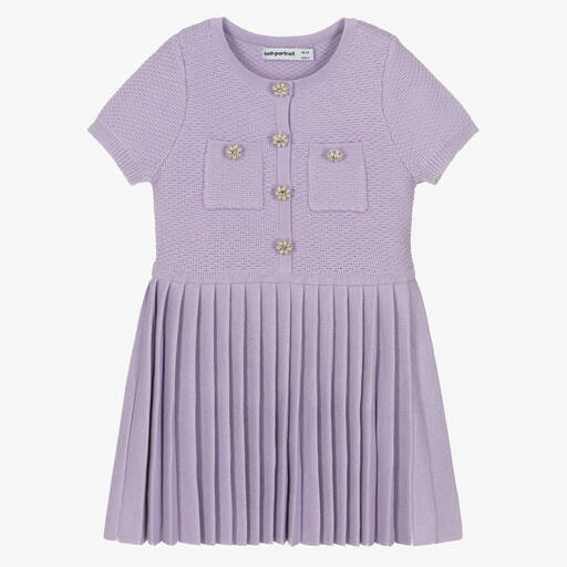 Self-Portrait-Girls Lilac Purple Knit Dress | Childrensalon Outlet