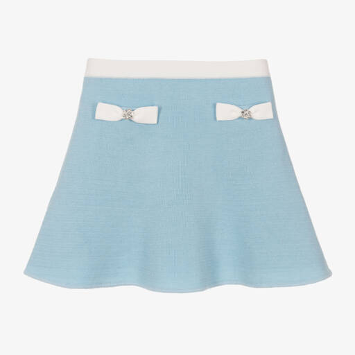 Self-Portrait-Girls Pale Blue Knitted Skirt | Childrensalon Outlet
