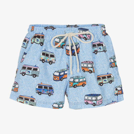 Selini Action-Boys Blue Camper Van Print Swim Shorts | Childrensalon Outlet