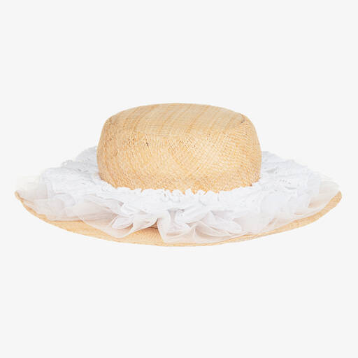 Selini Action-Girls Beige Crochet Straw Hat | Childrensalon Outlet