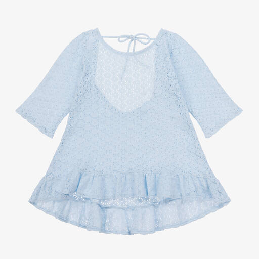 Selini Action-Girls Blue Cotton Crochet Beach Dress | Childrensalon Outlet