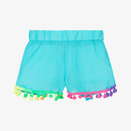 Selini Action-Girls Blue Cotton Pom-Pom Shorts | Childrensalon Outlet