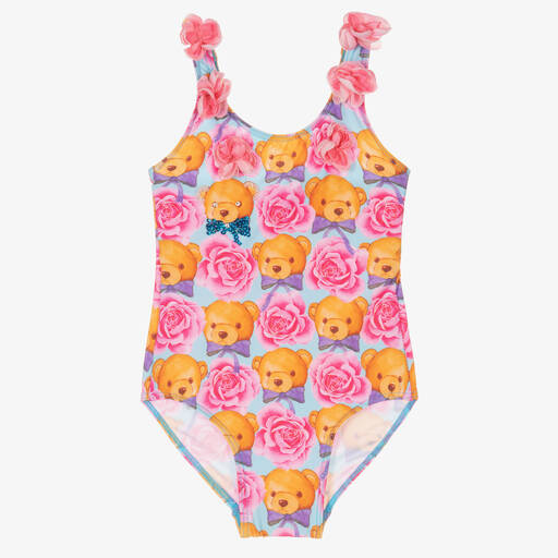 Selini Action-Girls Blue & Pink Teddy Print Swimsuit | Childrensalon Outlet