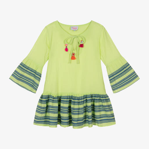 Selini Action-فستان قطن لون أخضر | Childrensalon Outlet