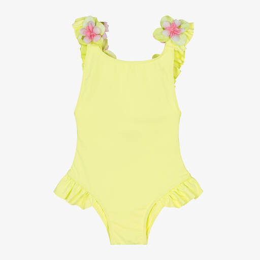 Selini Action-Girls Green Floral Appliqué Swimsuit | Childrensalon Outlet