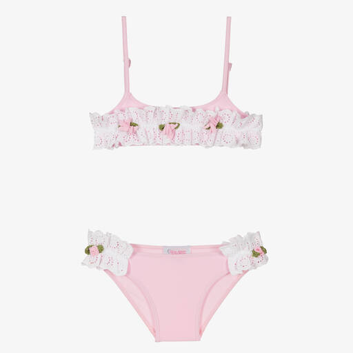Selini Action-Girls Pink Broderie Anglaise Bikini | Childrensalon Outlet