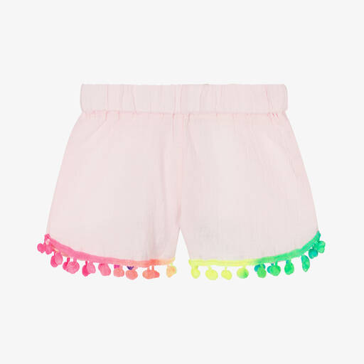 Selini Action-Short rose en coton à pompons fille | Childrensalon Outlet