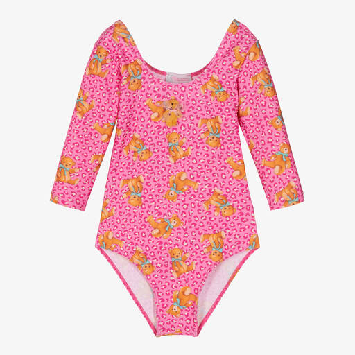 Selini Action-Girls Pink Leopard & Bear Print Swimsuit | Childrensalon Outlet