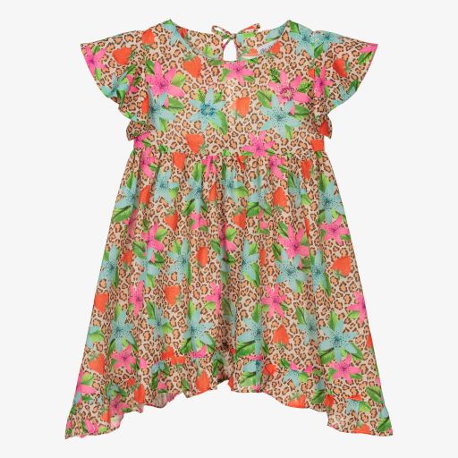 Selini Action-Розовое платье с леопардовым принтом для девочек | Childrensalon Outlet