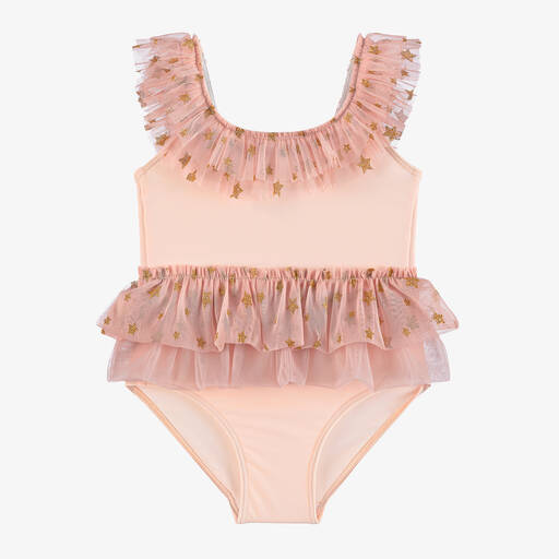 Selini Action-Girls Pink Tulle Frill Swimsuit | Childrensalon Outlet