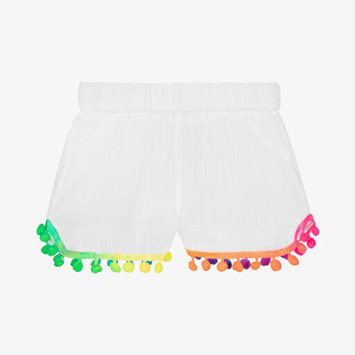 Selini Action-Girls White Cotton Pom-Pom Shorts | Childrensalon Outlet