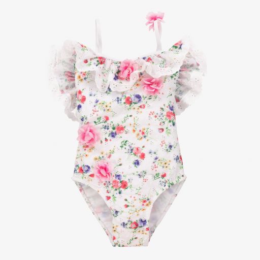 Selini Action-Girls White Floral Swimsuit  | Childrensalon Outlet