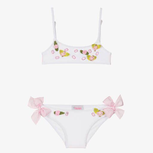Selini Action-Girls White Flowers & Gems Bikini | Childrensalon Outlet