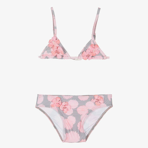 Selini Action-Grey & Pink Floral Bikini | Childrensalon Outlet