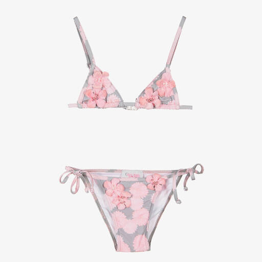 Selini Action-Grey & Pink Floral Bikini | Childrensalon Outlet