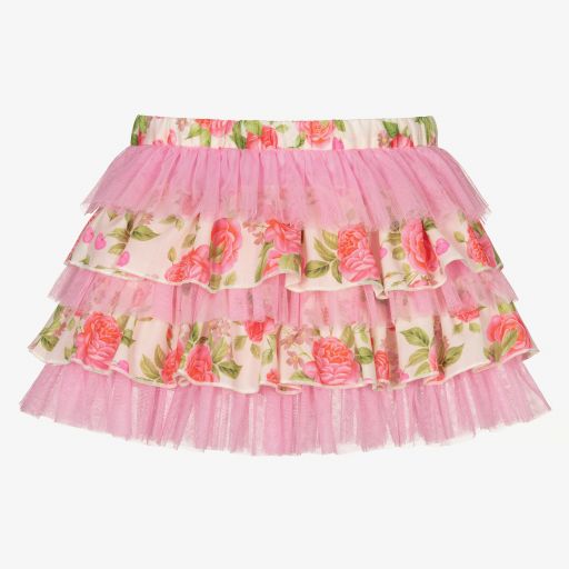 Selini Action-Ivory & Pink Roses Skirt | Childrensalon Outlet