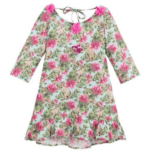 Selini Action-Pink & Green Cotton Dress | Childrensalon Outlet