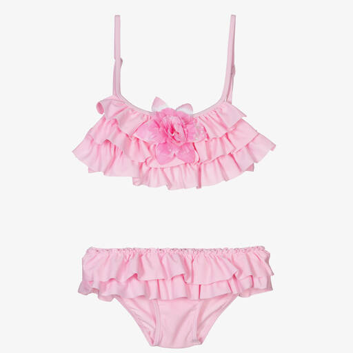 Selini Action-Pink Ruffle Flower Bikini | Childrensalon Outlet