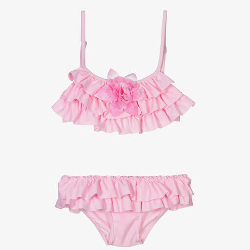 Selini Action-Maillot deux pièces fleuri rose à volants | Childrensalon Outlet