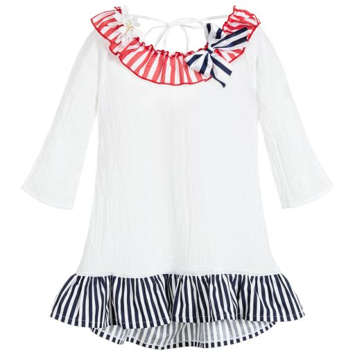 Selini Action-White, Red & Blue Beach Dress | Childrensalon Outlet