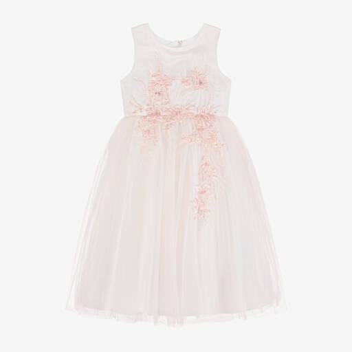 Sevva-Girls Pink Embroidered Tulle Dress | Childrensalon Outlet